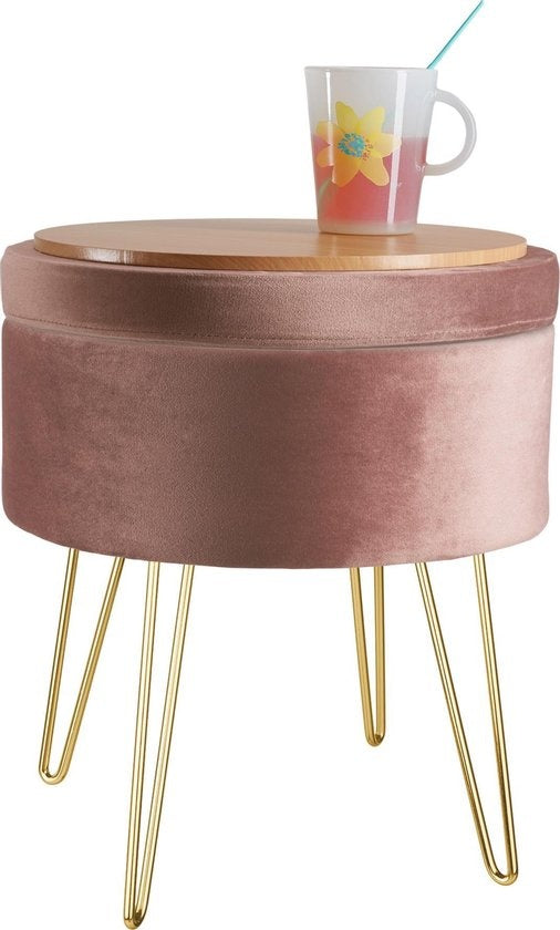 tectake - Tabouret d'assise Ava rose - 403953