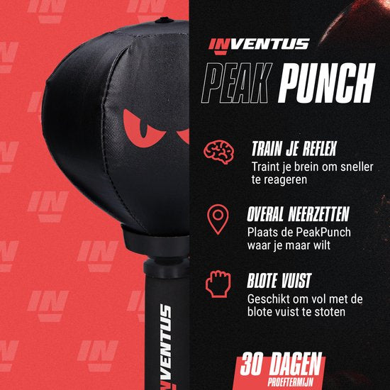 Inventus Boxing Ball PeakPunch - Avec ventouse - Mini-bâton de boxe - Anti-stress - Accessoires de jeux - Cadeau de Noël - Boxe réflexe balle anti-stress - Enfants et adultes - Noir