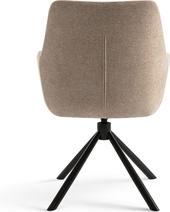 Furnihaus Olivia - Chaise de salle à manger pivotante - Accoudoirs - Beige - Tissu