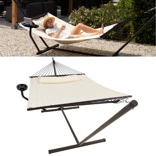 Support de Hamac avec toile Vita5 - 2 places - avec porte-gobelet - Beige