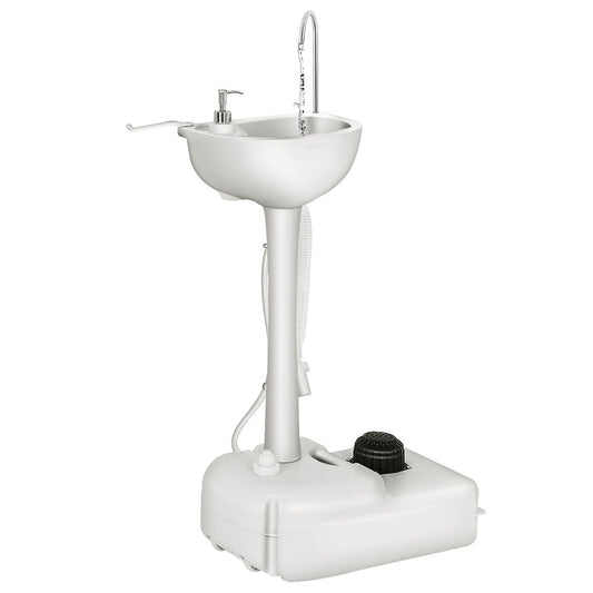 Coast. Evier de camping - Réservoir d'eau de 17 litres - Pompe à pied et porte-serviettes - 51x33x102 cm - Blanc