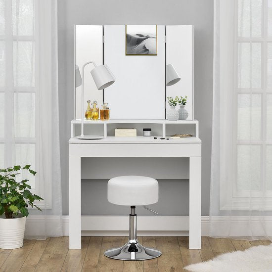 Tabouret de coiffeuse pivotant / Tabouret Tonia - Blanc - ø 38,5 x 65 cm