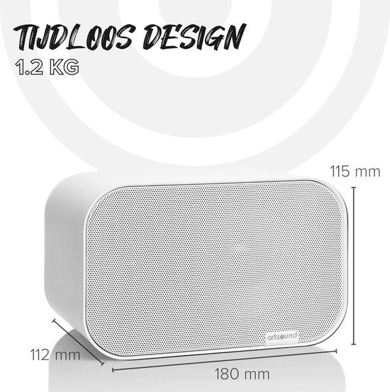 Artsound UNI30, Jeu de 2 haut-parleurs passifs, haut-parleur hi-fi 2 voies, 20-60 watts, support mural avec joint à rotule, convient pour des pièces jusqu'à 40 m² telles que cuisine, café, entrepôt, couleur : blanc