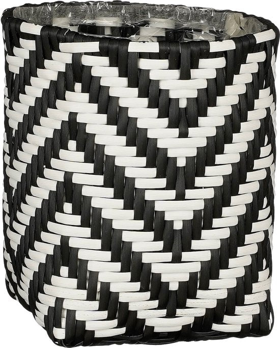 Mica Decorations Panier à plantes d'extérieur Merlin - Lot de 3 - H26 x Ø24 cm - Plastique recyclé - Noir, Blanc