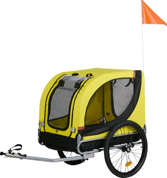 Dunlop Dog Bicycle Trailer - Remorque pour chiens jusqu'à 40 KG - Bagages pour remorque de vélo - Remorque de vélo avec réflecteurs et housse de pluie réglable - Remorque de vélo pour chiens - Remorque pour chiens - Jaune