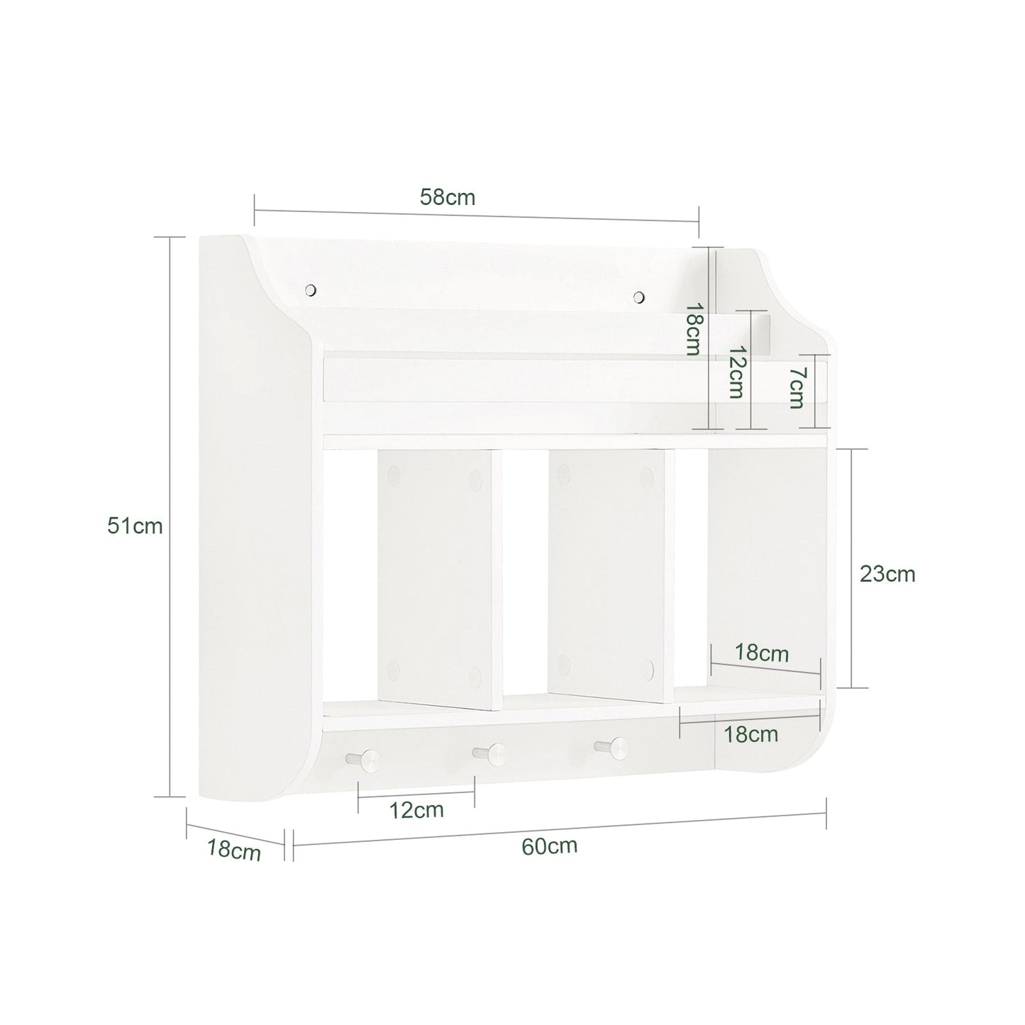 SoBuy Etagère murale pour enfants - Max. 10 kg - 60 x 18 x 51 cm - Blanc