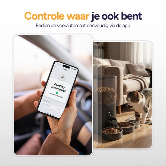 Viervoeter Feed Dual - Mangeoire automatique 7 L - Chat et chien - Distributeur automatique de nourriture avec application et alerte sonore - Noir