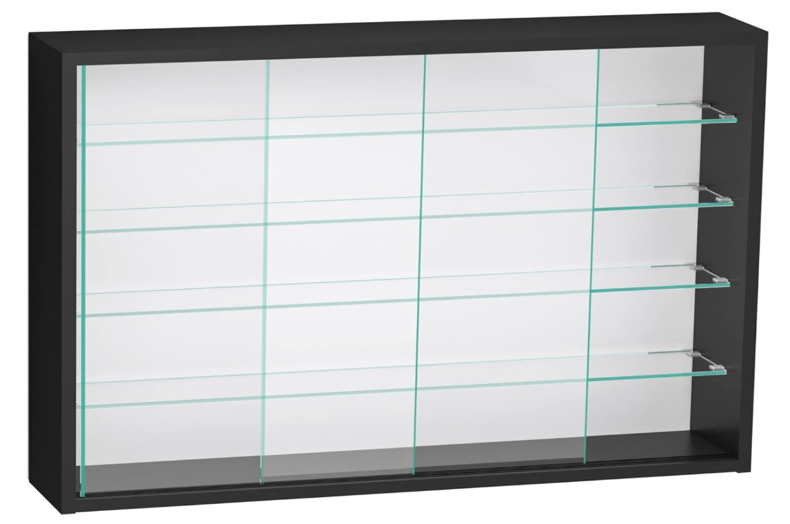 VDD Vitrine - Vitrine murale à portes coulissantes - 75 x 55 x 14 cm - Noir