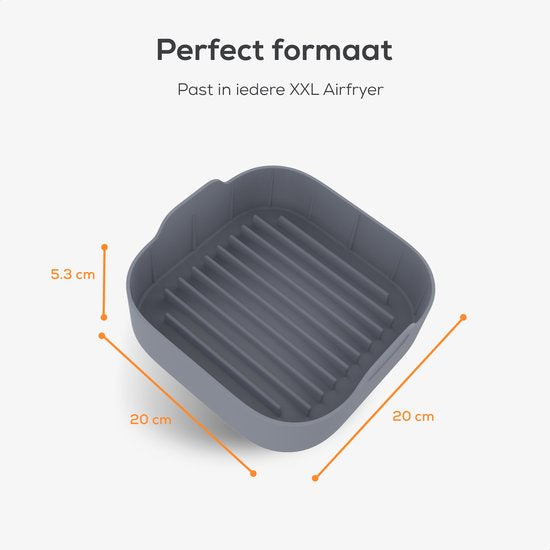 KitchenLove Plateaux pour friteuse en silicone XXL - 2 pièces - Carré - Alternative au papier sulfurisé - Accessoires - Sans BPA - 20CM