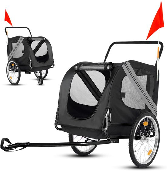Outbee Remorque vélo pour chien - Remorque vélo pour chien pliable - Remorque pour chien - 2 en 1 Remorque vélo pour chien - Buggy pour chien - Max 35kg