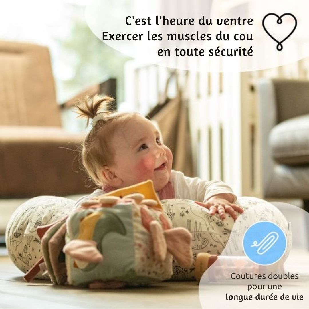 Coussin d'allaitement - de grossesse - Ella- soie - Bleu avec des cœurs