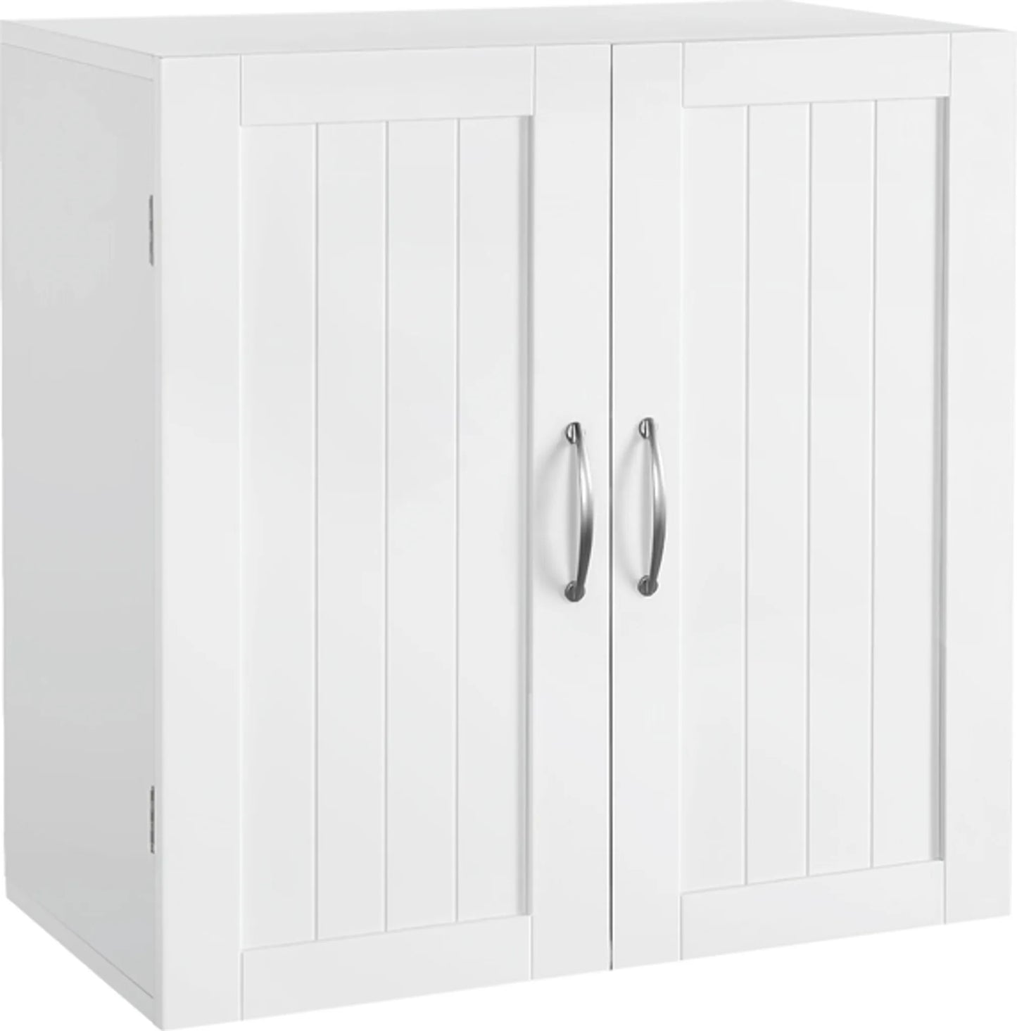 Yaheetech Meuble mural avec 2 portes - avec étagères réglables en hauteur, ferrures métalliques et surface lisse - pour salle de bains, cuisine et chambre - MDF blanc E1 - 59,5 x 31 x 59,5 cm