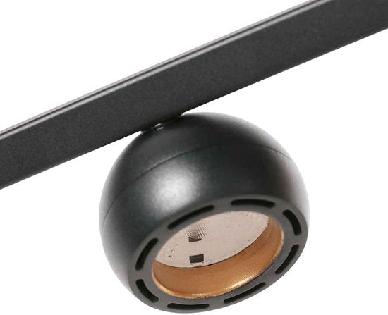 Suspension noire Marcadore, 120 cm de large, 6 lampes avec réflecteurs orientables, réglable en hauteur, de la marque Steinhauer, en plastique et métal, style rétro moderne, pour usage intérieur