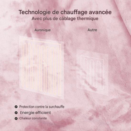 Couverture électrique Auronic - 200x180cm - Couverture chauffante - 2 personnes - 3 niveaux de chaleur - Couverture - Avec minuterie - Couverture chauffante - Rose