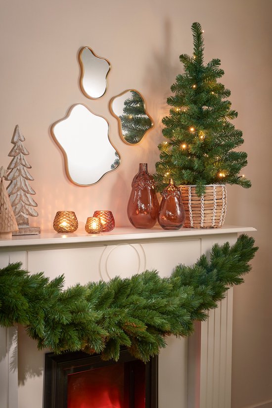 Black Box Trees Norton Artificial Christmas Tree in Pot with LED Lights - H90 x Ø50 cm - Vert