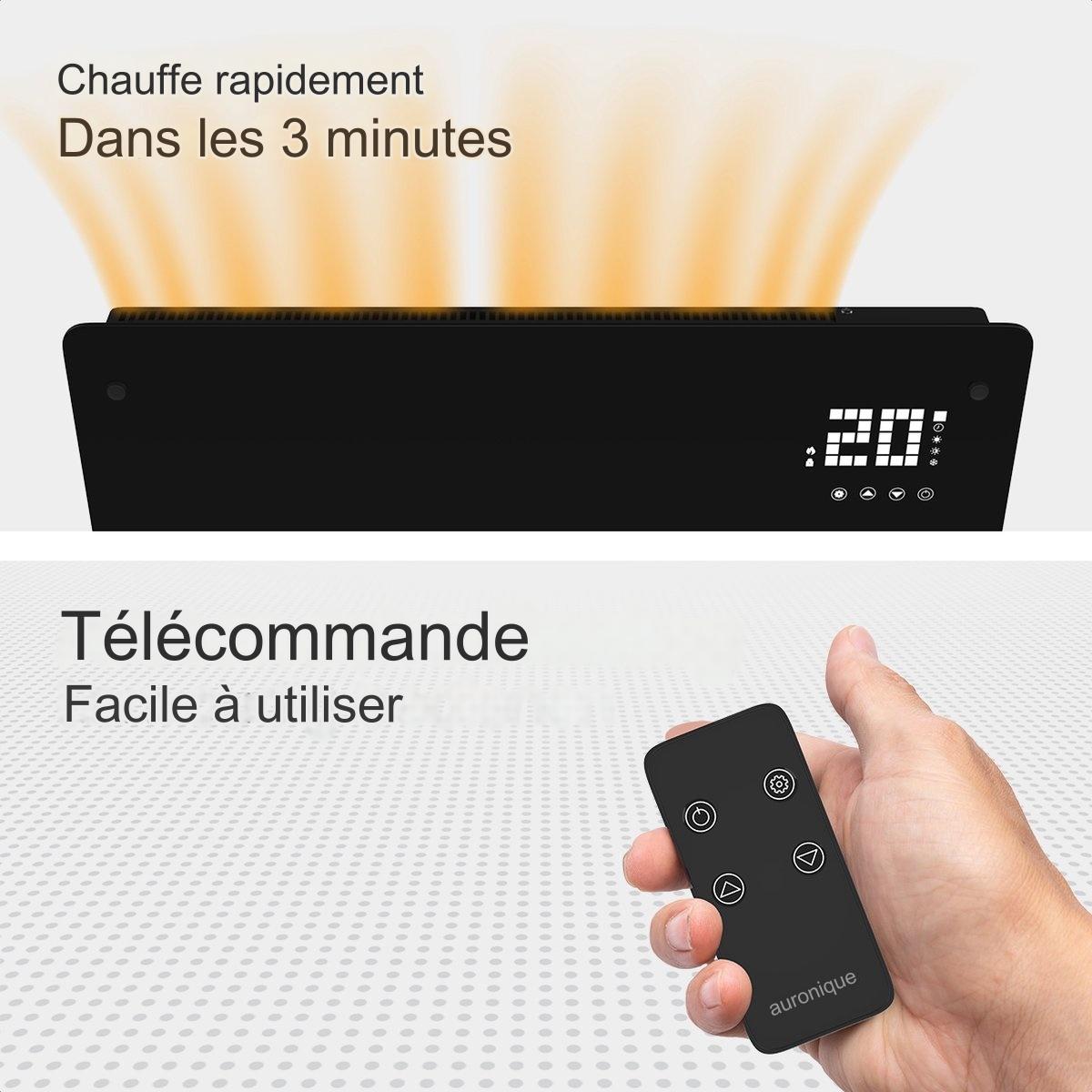 Radiateur éléctrique mobile - Auronic - Thermostat et télécommande - 2000 W - Noir