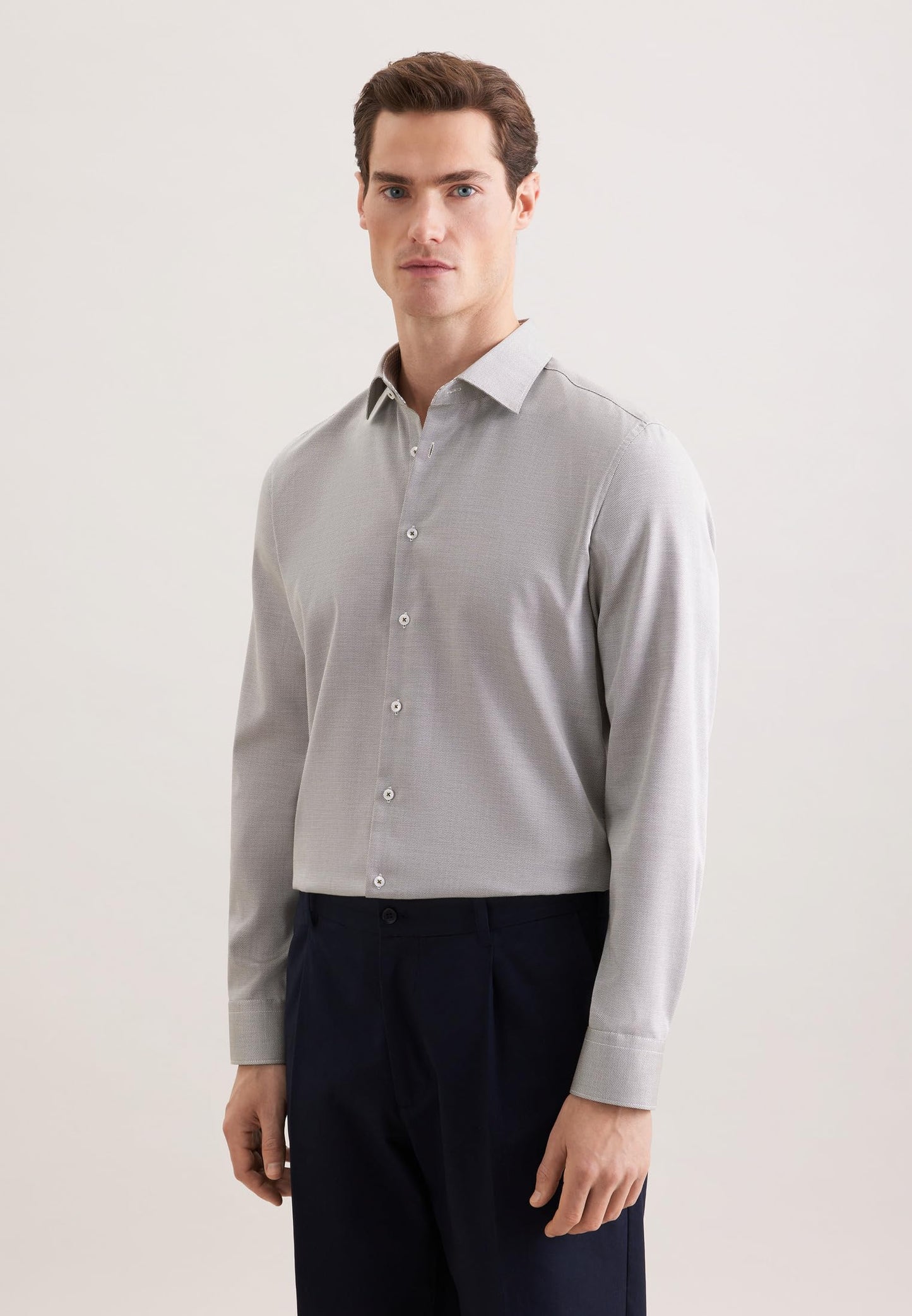 Chemise Seidensticker - Homme - Coupe Slim - Sans repassage - Col Kent - Manches longues - Coton - Vert - taille 41