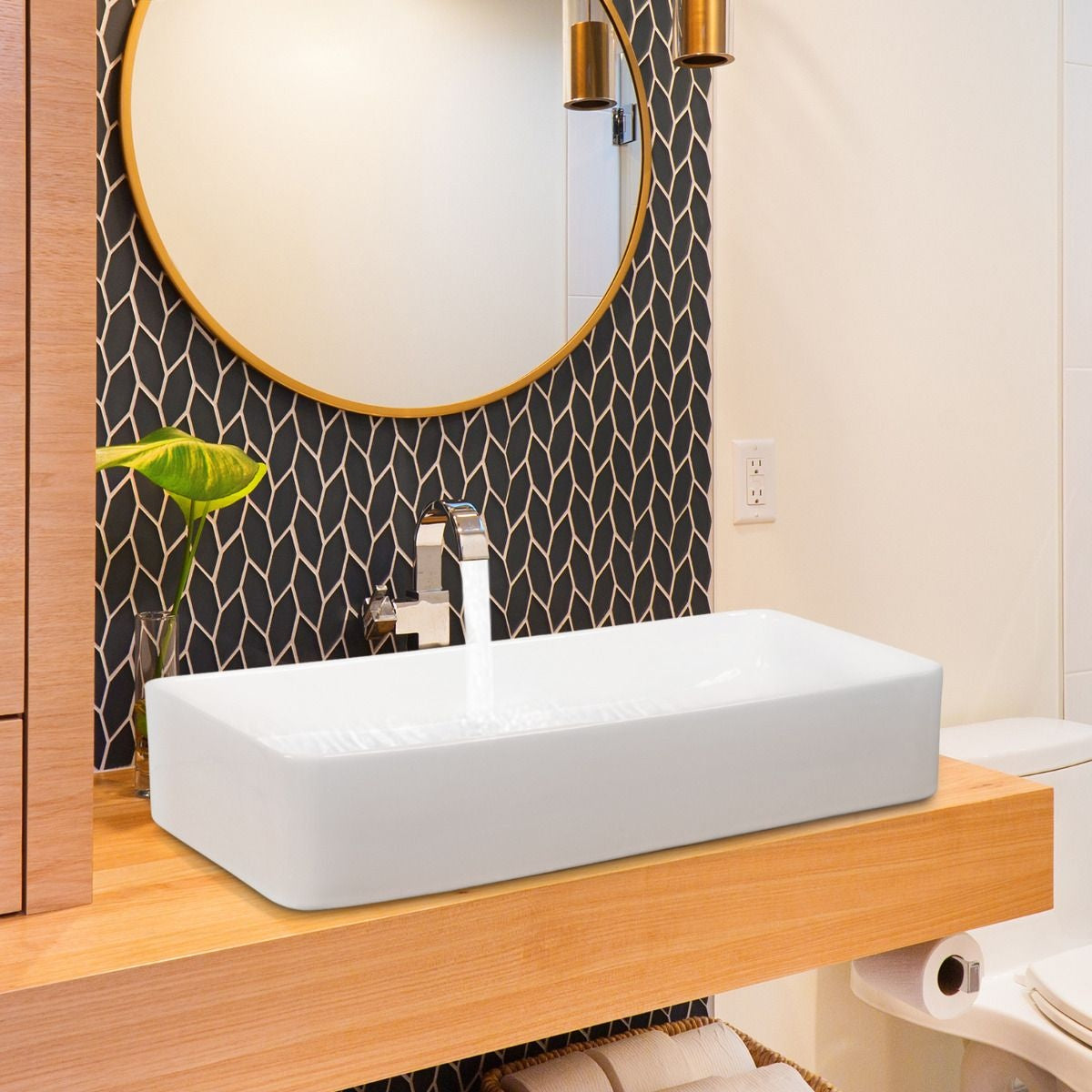 Coast Basin Ceramic with Drain - 60 x 35 x 11 cm - White