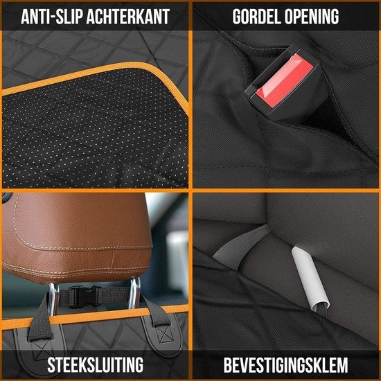Couverture Strex pour chien Siège arrière de la voiture et coffre - 137 x 147 CM - Couverture protectrice - Tapis pour chien Siège arrière de la voiture - Laisse pour chien et sac de rangement inclus