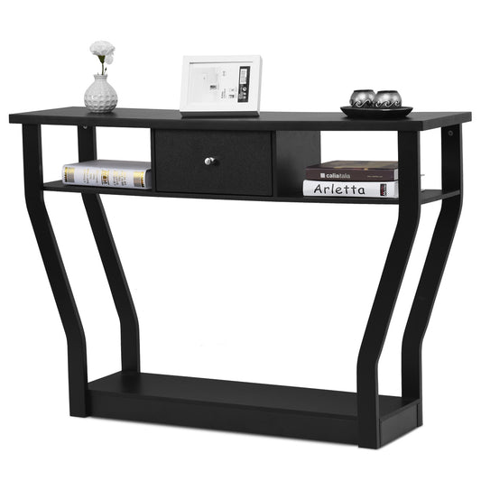 Coast Console Table noire table à fleurs avec tiroir et étagère 120 x 30 x 81 cm noir