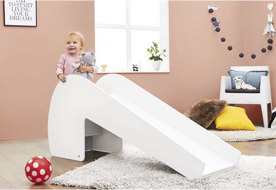 Toboggan d'intérieur en bois - Blanc