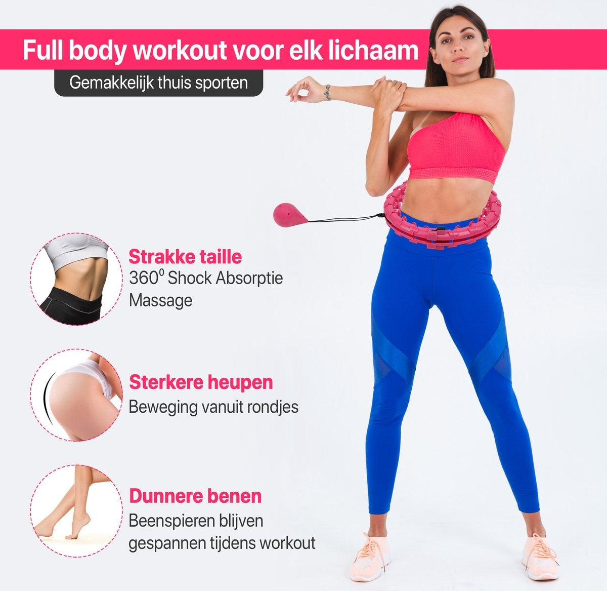 Cerceau Hula Hoop Fitness - Niceey - avec poids - Rose