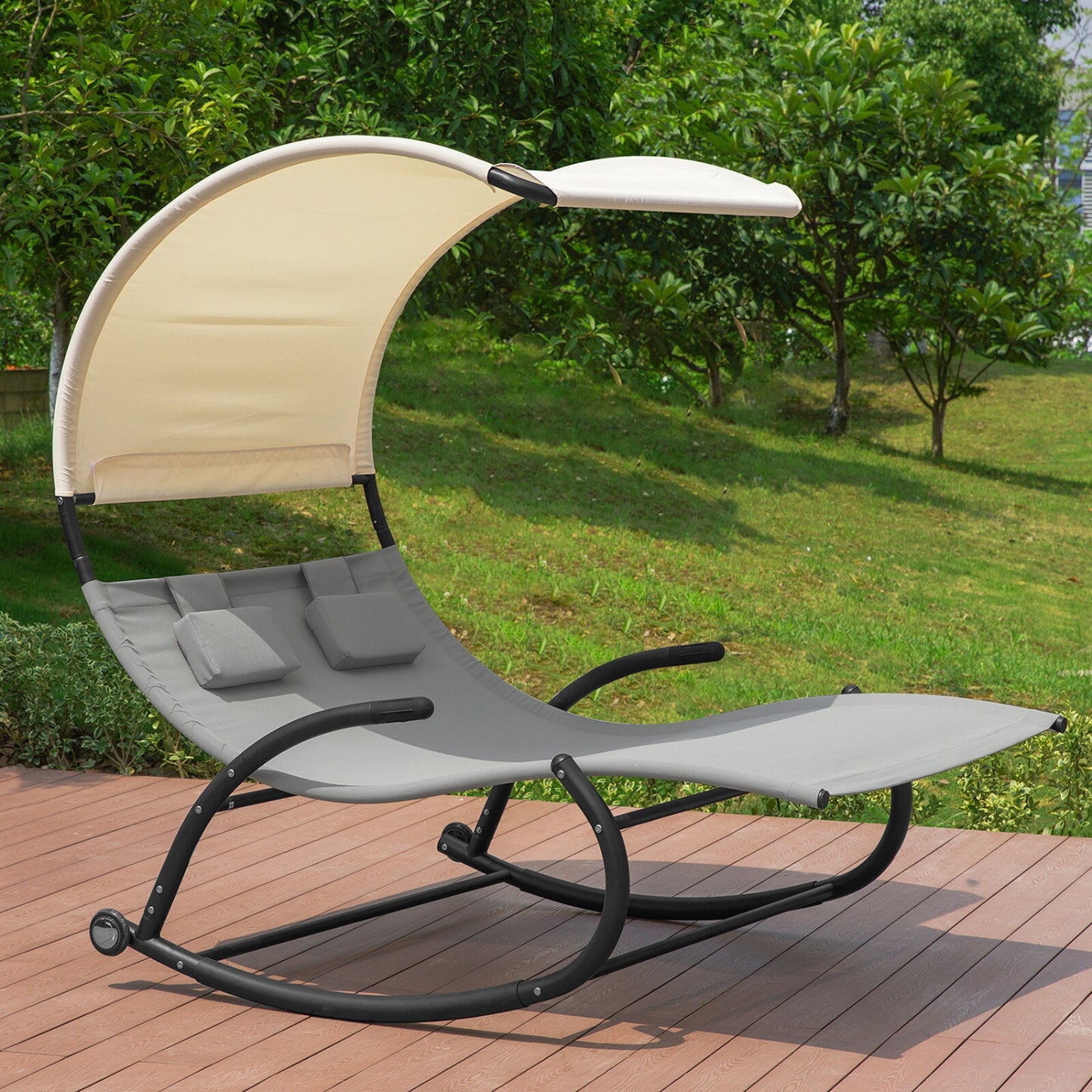 SoBuy Sun deck Fauteuil à bascule 2 places - 300kg - 140x184x180cm