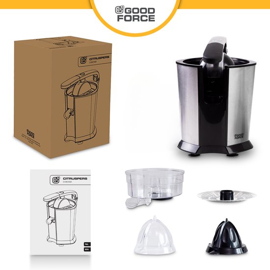 GoodForce Presse-agrumes - Presse-orange électrique - Presse-fruits - Presse-citron - Acier inoxydable - Poignée de presse