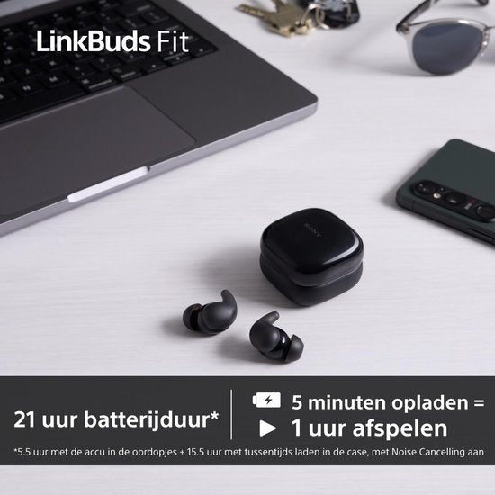 Sony LinkBuds Fit – Écouteurs sans fil avec réduction de bruit - Noir