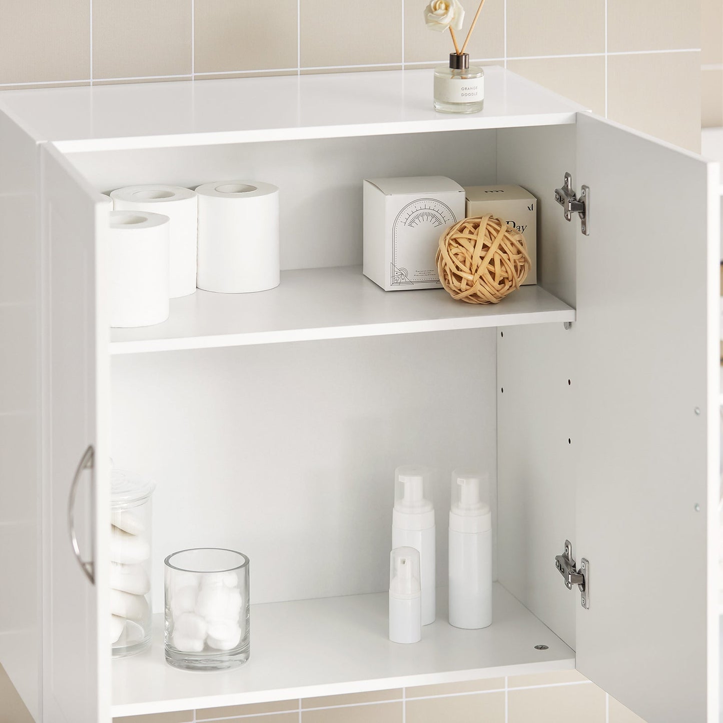 Armoire murale - SoBuy - 2 portes - 60x60x30 cm - Blanc - Etagère réglable
