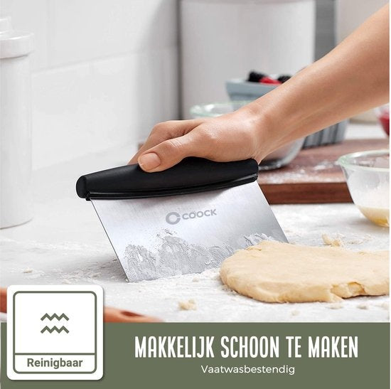 COOCK - Coupe-pâte ergonomique en acier inoxydable - Grattoir à pâte - Couteau à pizza - Coupe-légumes - Grattoir à gâteaux et à tartes