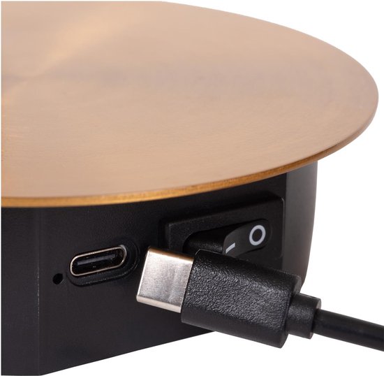 Lucide JOLIJN - Lampe de chevet / applique murale rechargeable - Batterie rechargeable / piles - Ø 10,2 cm - LED - 1x2 W 3000 K - Magnétique - Or mat / Laiton