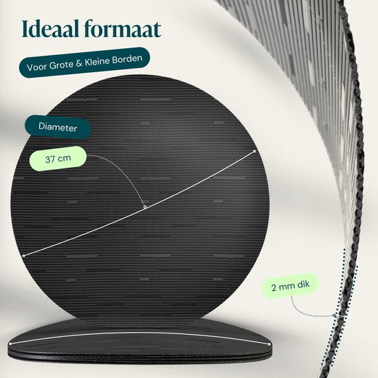 Set de table Castagnola - Set de table en plastique - Sous-verre - Sets de table en plastique et PVC - Lot de 6 - Diamètre 37 cm - Noir