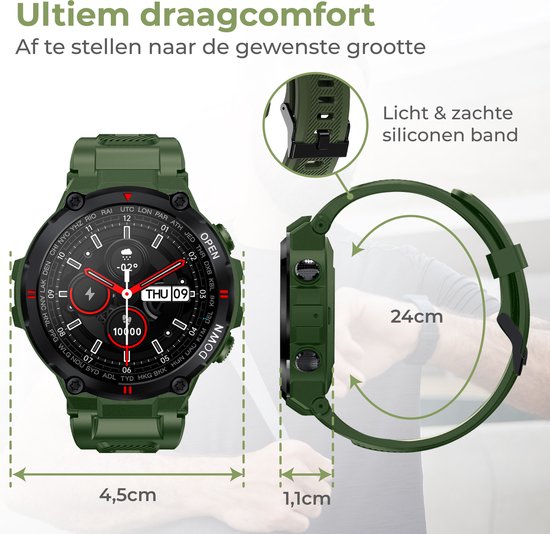 Nuvance - Montre intelligente pour l'extérieur - IP67 Waterproof - Bluetooth Smartwatch pour femmes et hommes - Smartwatches - Montre de sport avec podomètre, compteur de calories, somnomètre - Convient à tous les smartphones - Vert