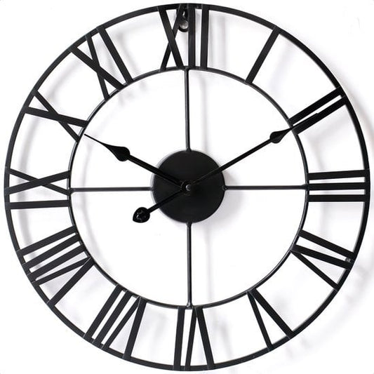 Horloge murale industrielle Goliving - Mouvement silencieux - Horloge murale moderne - Métal - Ø 70cm - Noir