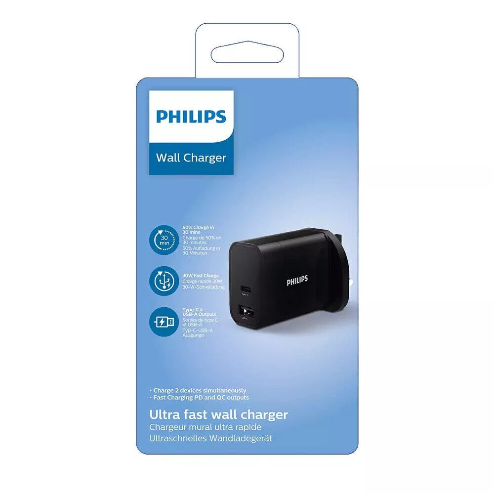 Prise 3 broches - Philips 30W - Chargeur - noir