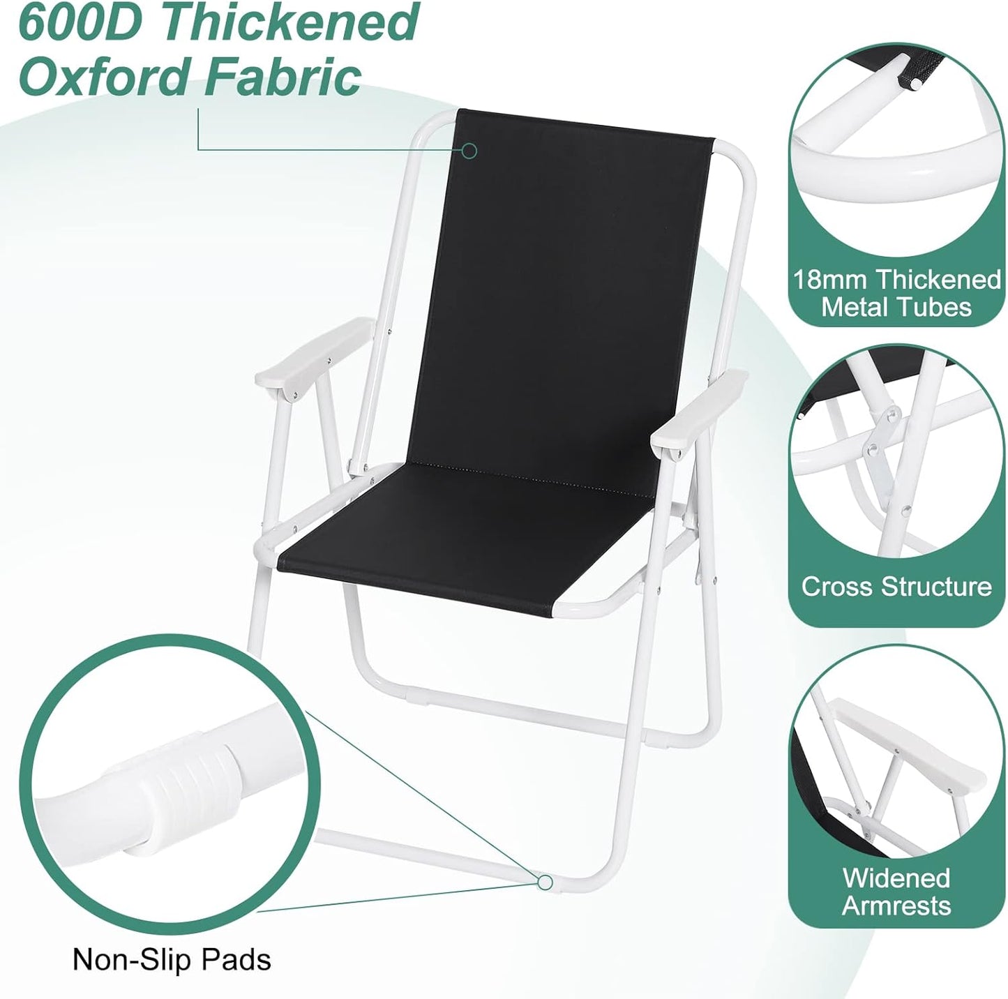 WOLTU Lot de 2 chaises de camping pliantes - Noir