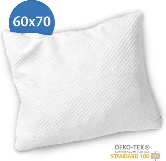 Oreiller orthopédiques en bambou Ella ® pour douleurs aux cervicales - 60 x 70cm - Mousse à mémoire de forme / Rembourrage en mousse à mémoire de forme - Ergonomique et orthopédique - Taie d'oreiller incluse