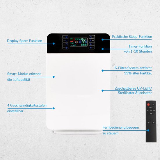 Purificateur d'air MediaShop AirPurifier Deluxe 40 m² Blanc
