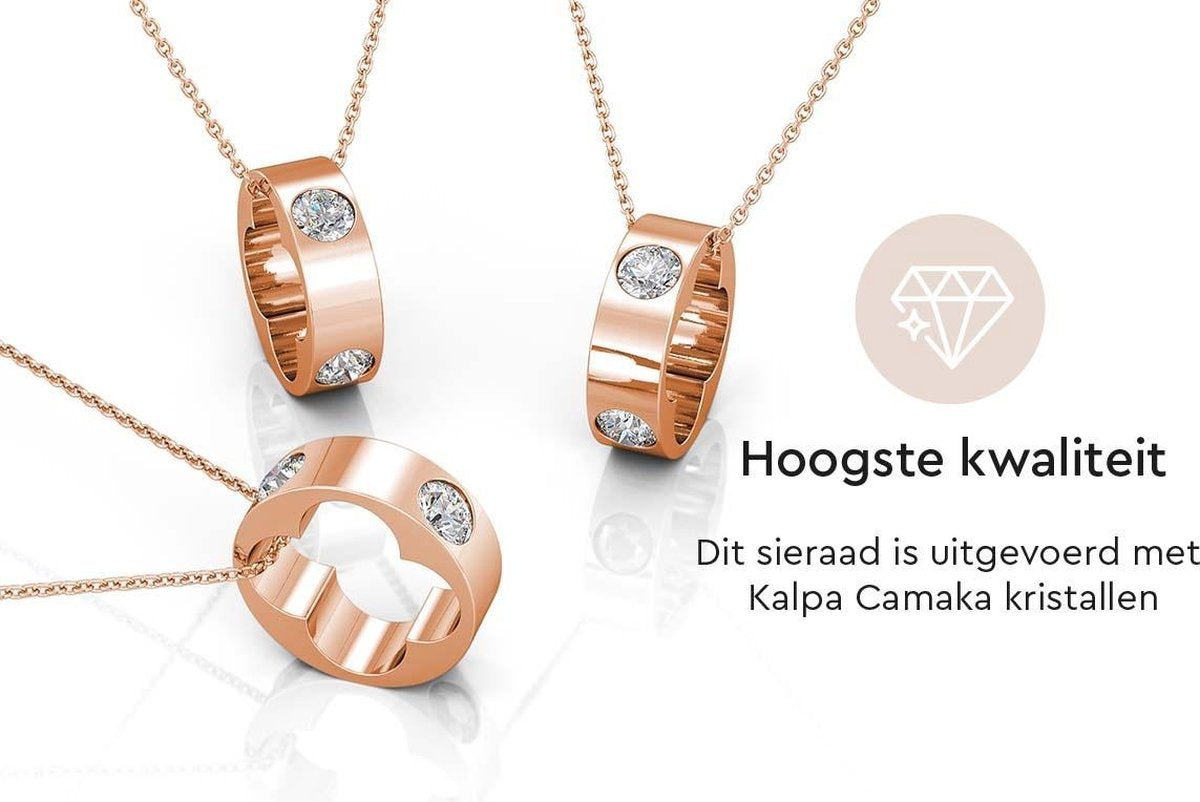 Yolora Collier femme avec pendentif - Cristaux Kalpa Camaka - couleur rose - plaqué or rose 18K - Collier femme or rose - Bijoux - Boîte cadeau de luxe - Boîte cadeau - Boîte cadeau exclusive - Bel emballage cadeau