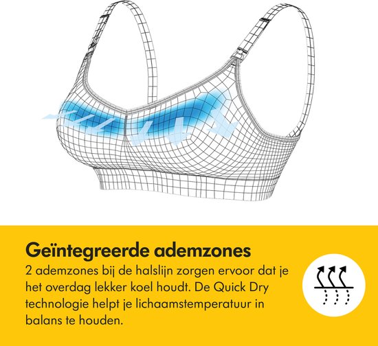 Soutien-gorge Medela Keep Cool - Soutien-gorge d'allaitement sans coutures - Soutien-gorge de grossesse avec 2 zones respirantes - Tissu Soft Touch - Blanc - Taille XL