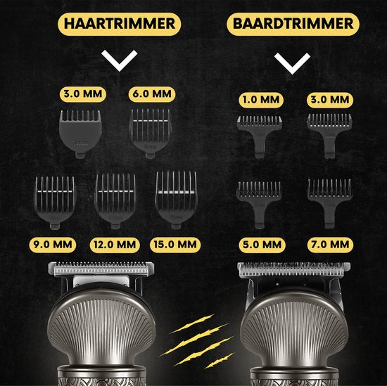 Tondeuse barbe homme 6-en-1 - Tondeuse pour barbe et corps - 6 accessoires inclus - Tondeuse corps homme - Tondeuse corps homme - Tondeuses - 0.5-15MM - Nez et oreilles - Multitrimmer - Hair Trimmer - Trim Device Beard Machine - Multigroomer