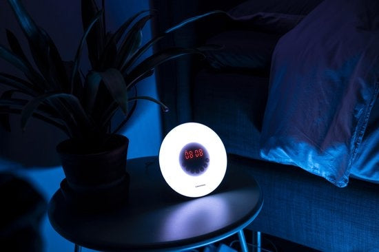 Grundig Wake Up Light - Veilleuse avec affichage de l'heure - Alarme lumineuse avec radio FM et sons naturels