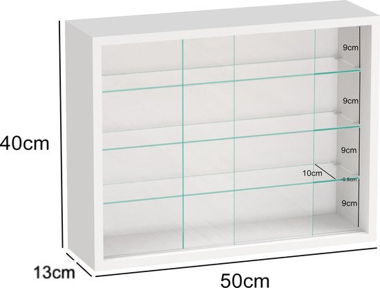 Vitrine debout vitrine murale suspendue - portes coulissantes - 50 x 40 x 13 cm