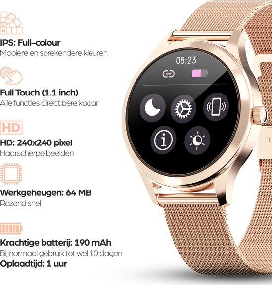 Actyve Smartwatch Femme Or Rose - Apple & Android - Ecran tactile complet