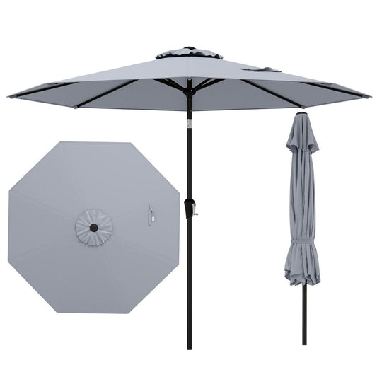 Coast Terrace Parasol 270 cm Grey - Parasol inclinable avec manivelle et toit ventilé