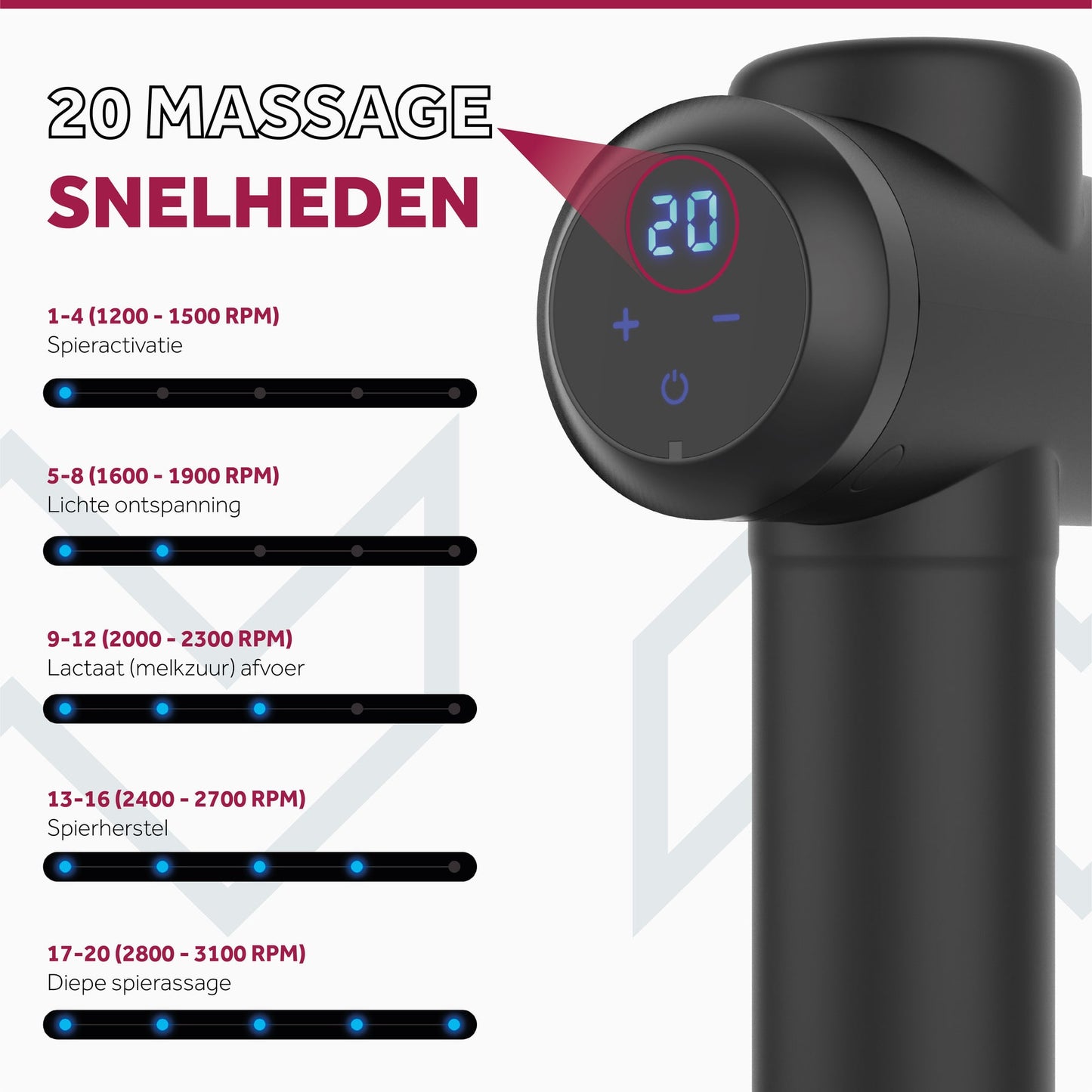 Northgun Prime avec tête de massage à chaleur - 30 niveaux - Noir