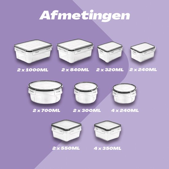 TidyHome® Barquettes de conservation des aliments - Lot de 24 pièces - Dimensions des notes ! - Récipients pour la préparation des repas - Convient pour le micro-ondes, le congélateur et le lave-vaisselle - Récipients pour le réfrigérateur - Récipients de