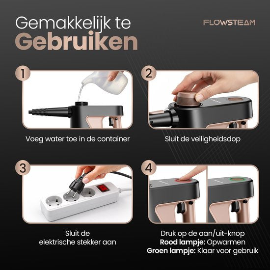 FLOWSTEAM® 7-in-1 Nettoyeur vapeur à main - Nettoyeur vapeur - Nettoyeur de tapis - Nettoyeur de taches - Nettoyeur vapeur à main - Vapeur 110°.