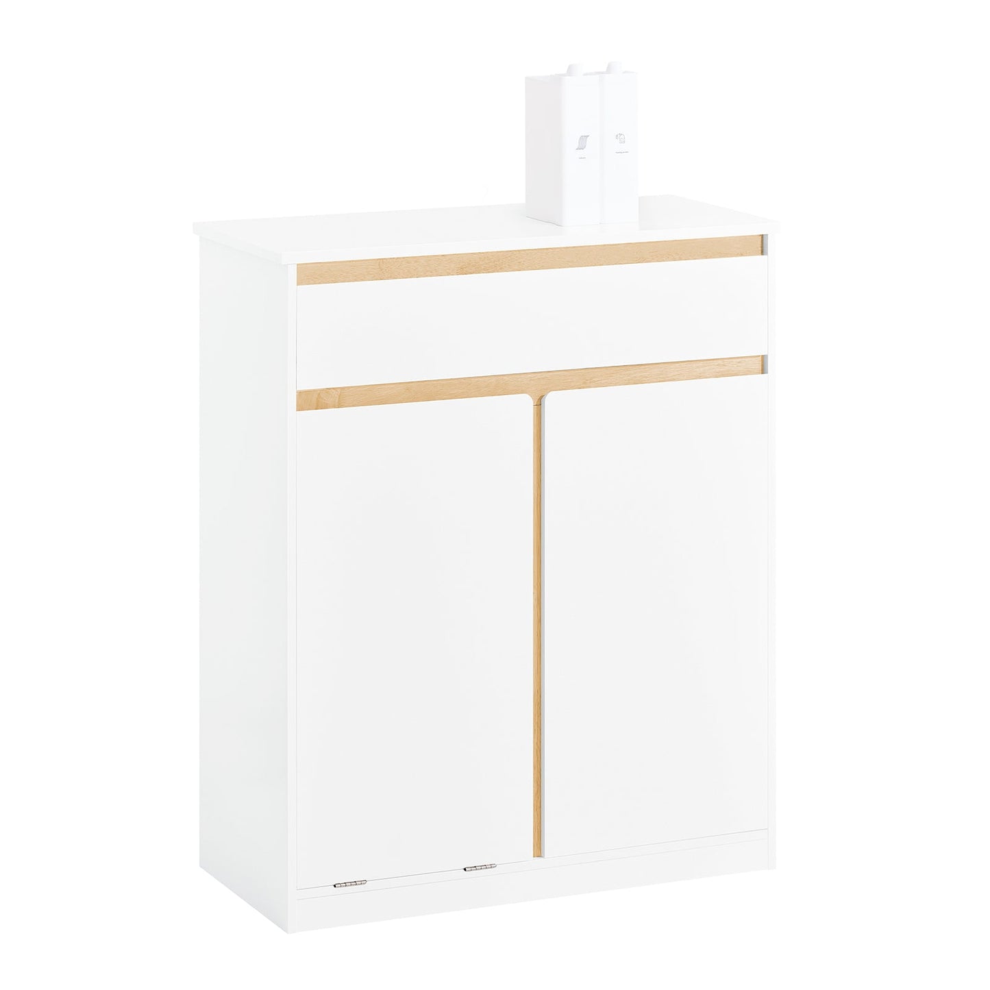 SoBuy Meuble de salle de bains - avec tiroir et sac à linge amovible - 71 x 33 x 85 cm - blanc